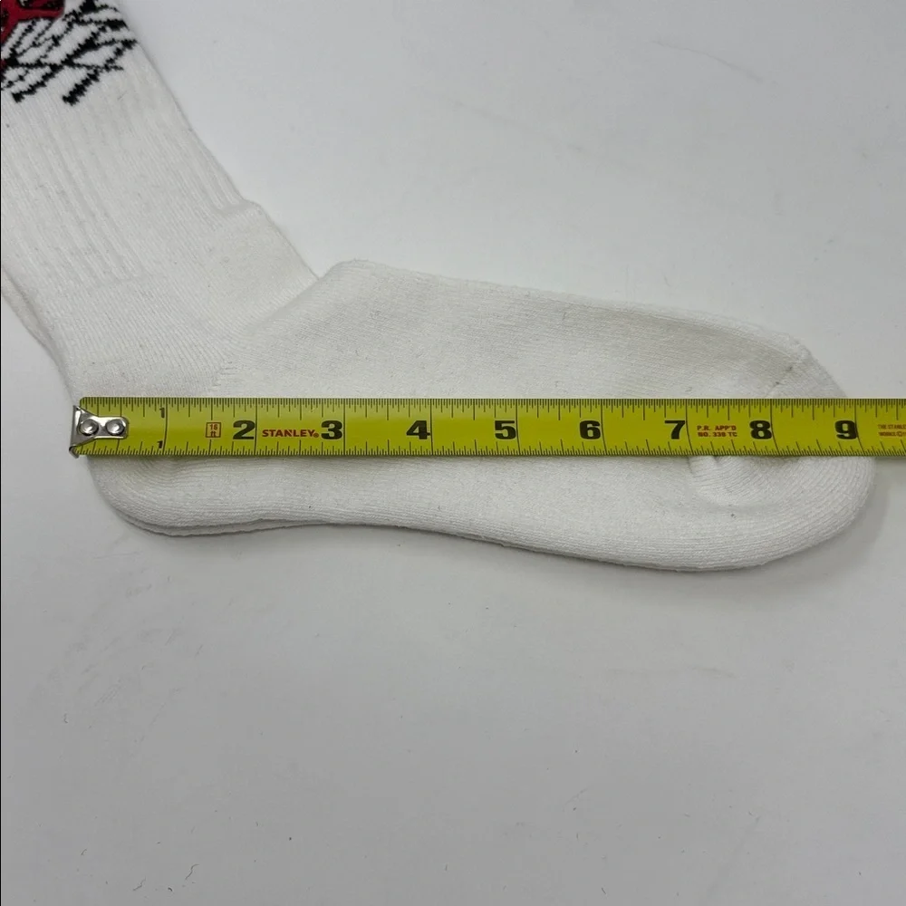 White Jumpman Jordan Socks with Red and Black Pattern NEW-No tags 7”sole
